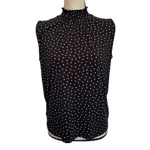 Ann Taylor Factory Black and White Polka Dot Sleeveless Top Medium